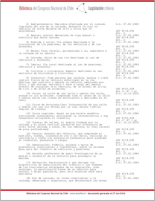 ley 18290 actualizada